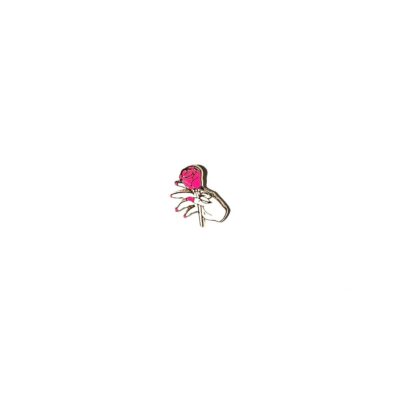 Пин PINOCHETA «рука с розовой розой», белый