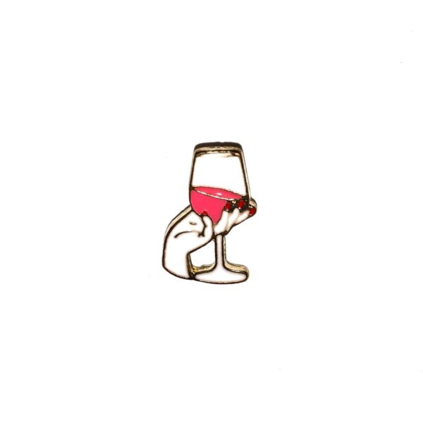 Пин PINOCHETA «рука с розовым вином», белый