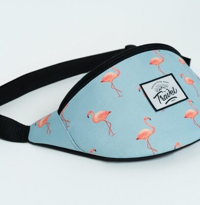 Поясная сумка TRAVEL «фламинго», голубой