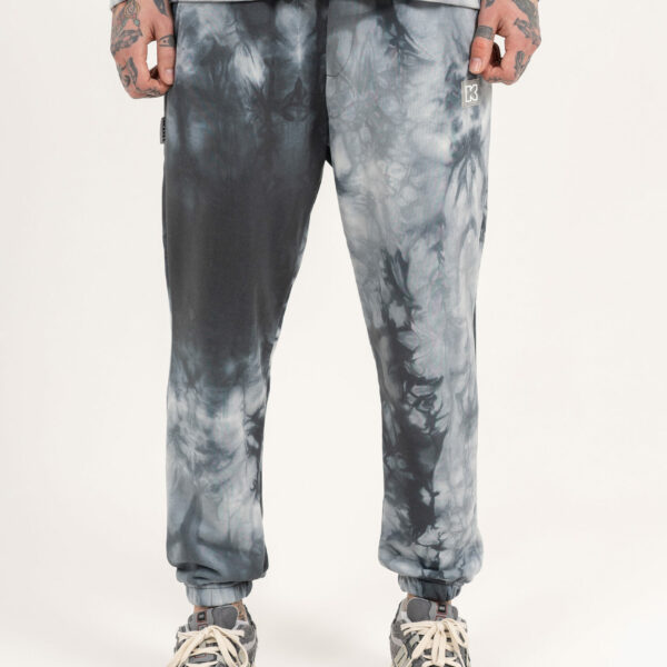 Трикотажные брюки КУЛЬТУРА oversize «Basic», tie dye серый