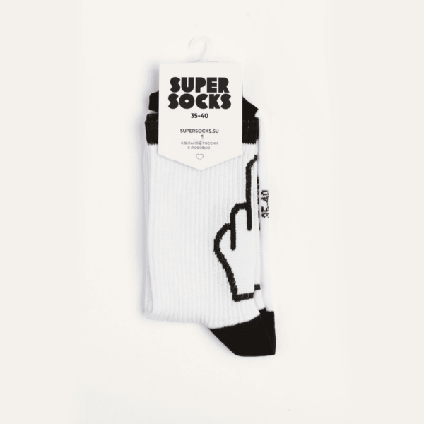 Носки SUPER SOCKS «Fuck back», белый